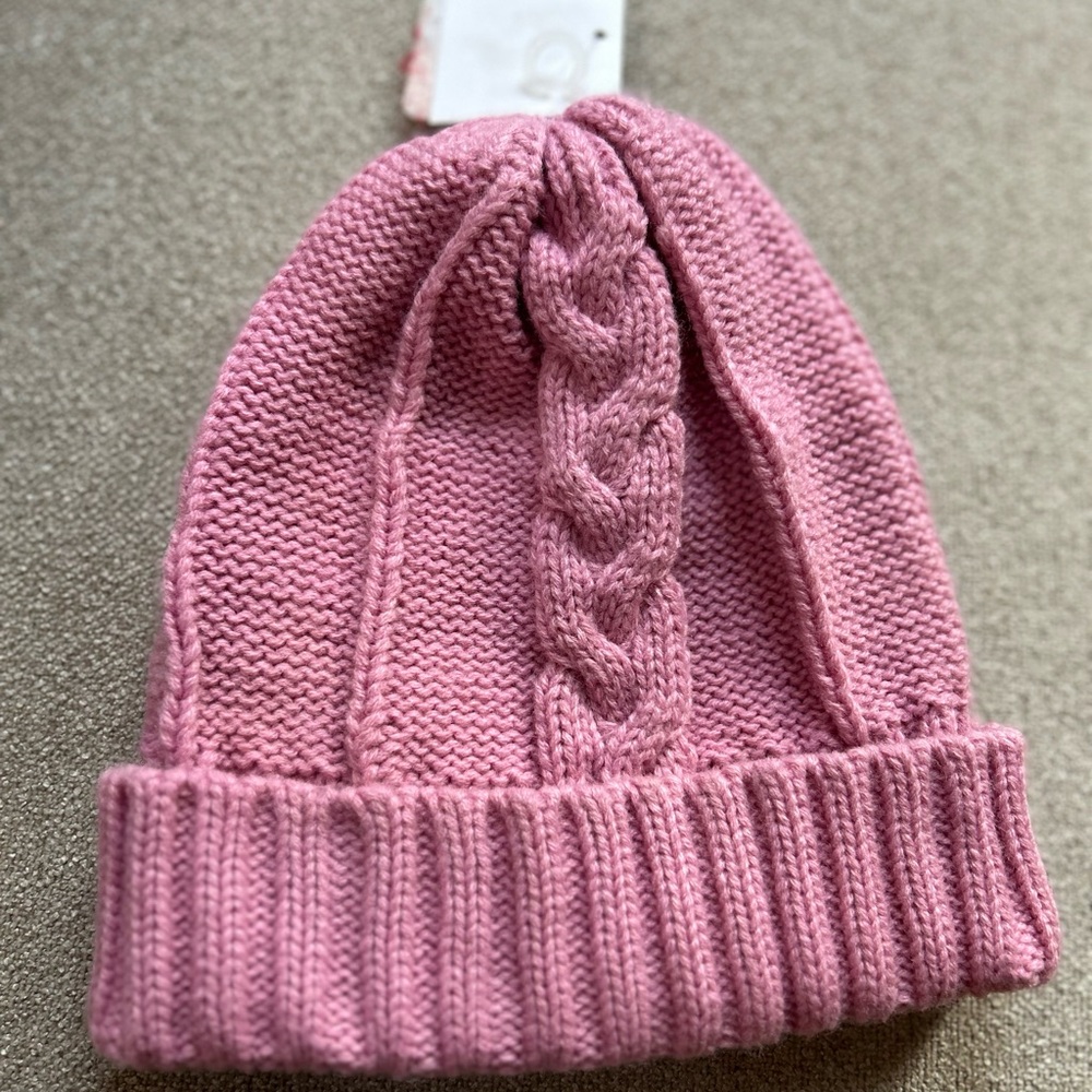 Charming Pink Cable Knit Kids Beanie